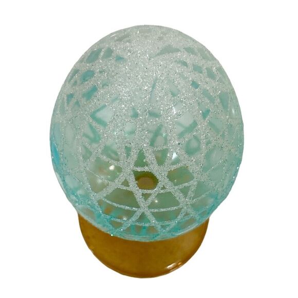 Delicate Turquoise and Gold Colored Glass Pier 1 Decorative Egg - Picture 4 of 6